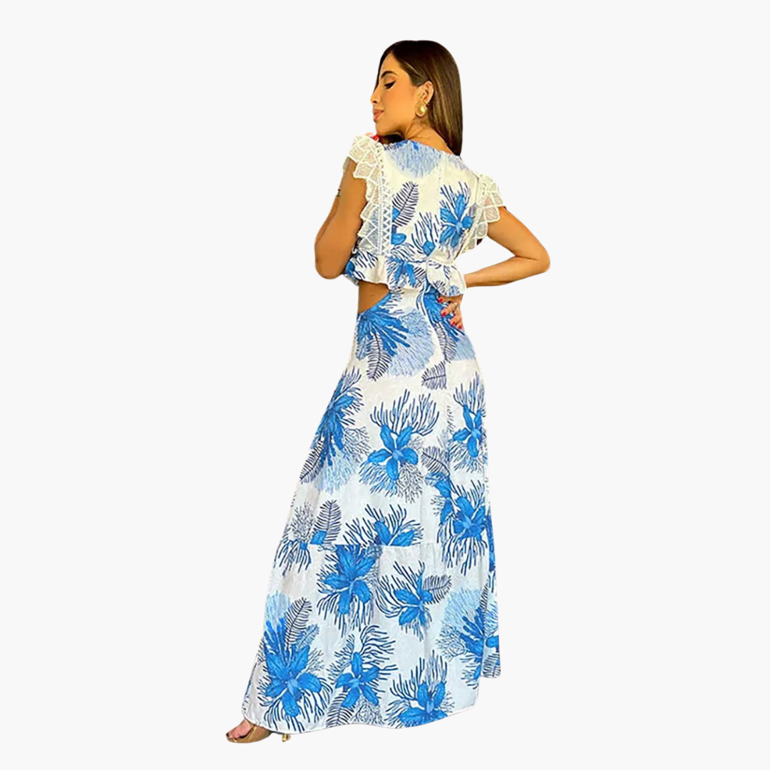 Modisches Spitzen Maxikleid - Damen Abendkleid elegant