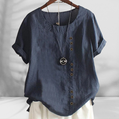 MARGOT™ | Bluse mit Knopfleiste und Leinenoptik