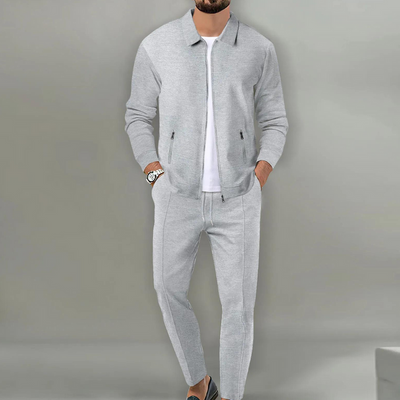 Herren-Zweiteiler mit Stehkragenjacke und schmal geschnittener Hose