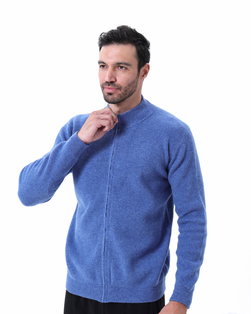Wesley | Rippenstrick Reißverschluss Kaschmir Strickjacke für Männer