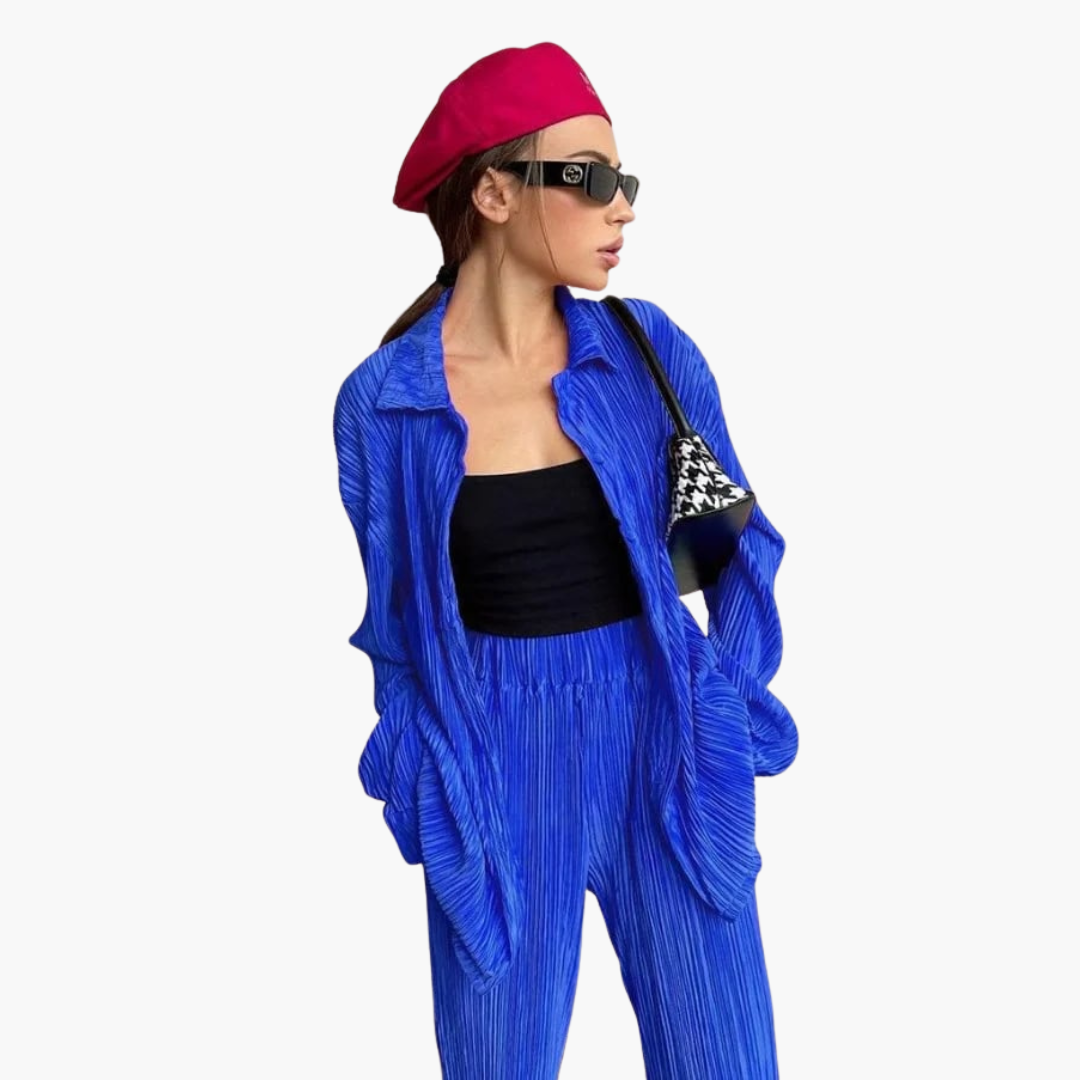 Eleganter Zweiteiler mit Plissee – Damen Sommer Outfit