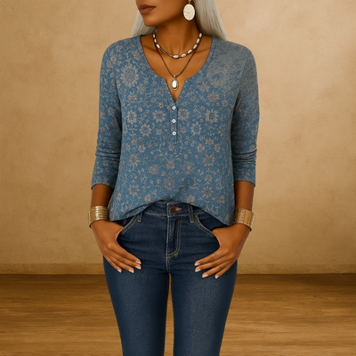 YLINA™ | Boho-Bluse mit floralen Mustern und langen Ärmeln