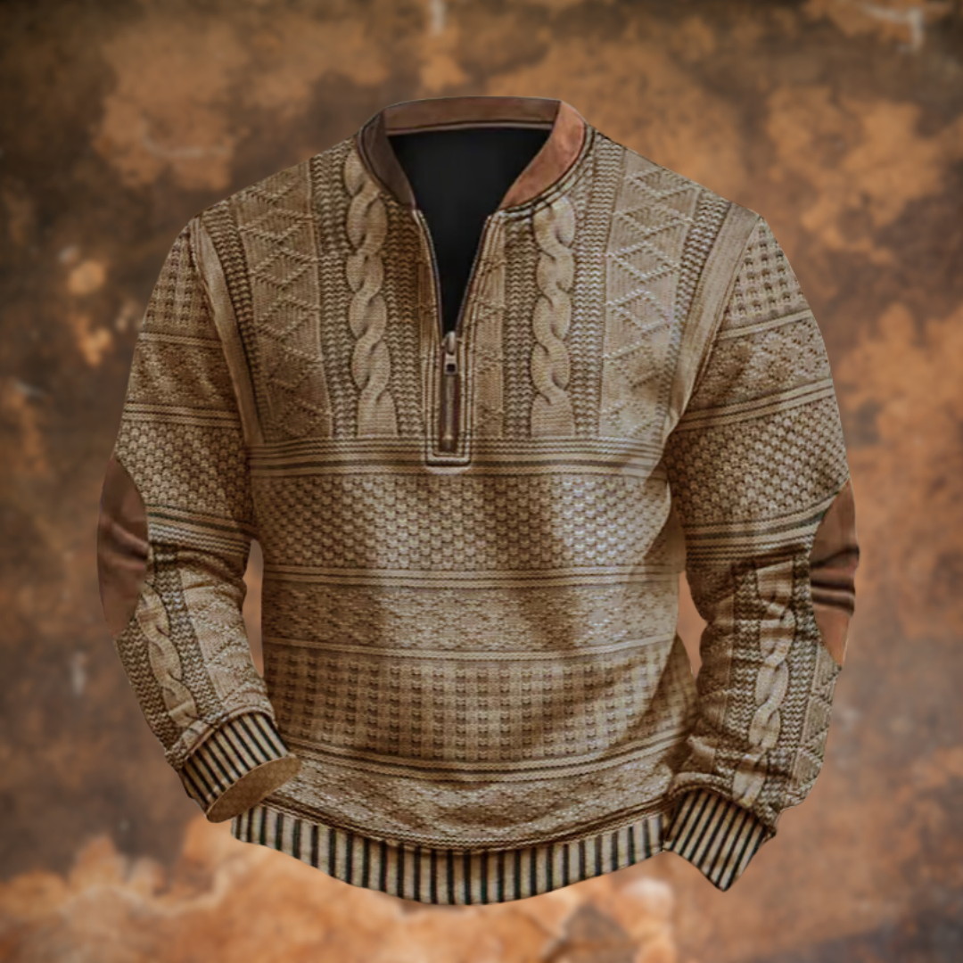 Armel | Gemütliches Vintage Strick Herren Zip Sweatshirt