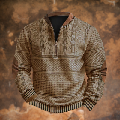 Armel | Gemütliches Vintage Strick Herren Zip Sweatshirt