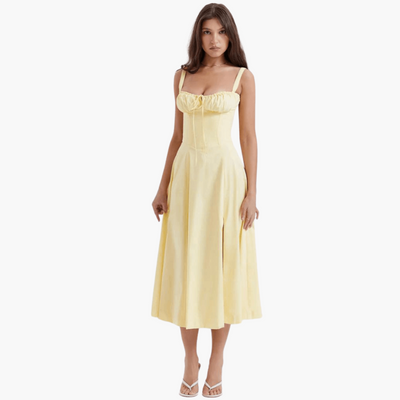 Midi Corsage Sommerkleid für Frauen - Blumenmuster Elegant