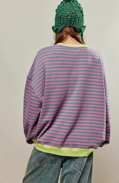 MAYA™-GESTREIFTER ÜBERGROSSER PULLOVER