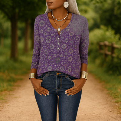 ALVIRA™ | Boho-Bluse mit floralen Mustern und langen Ärmeln