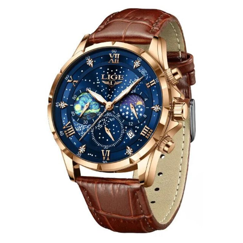 Stilvolle Mondphasen-Armbanduhr