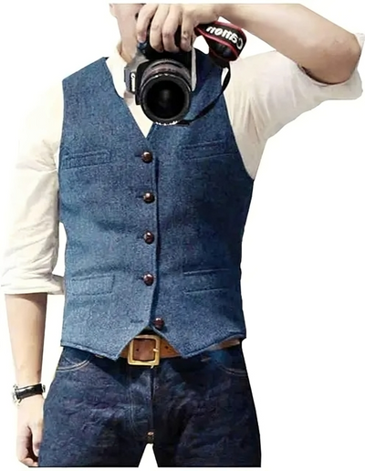Branislav | Moderne Maßgeschneiderte V-Ausschnitt Herren Denim Weste