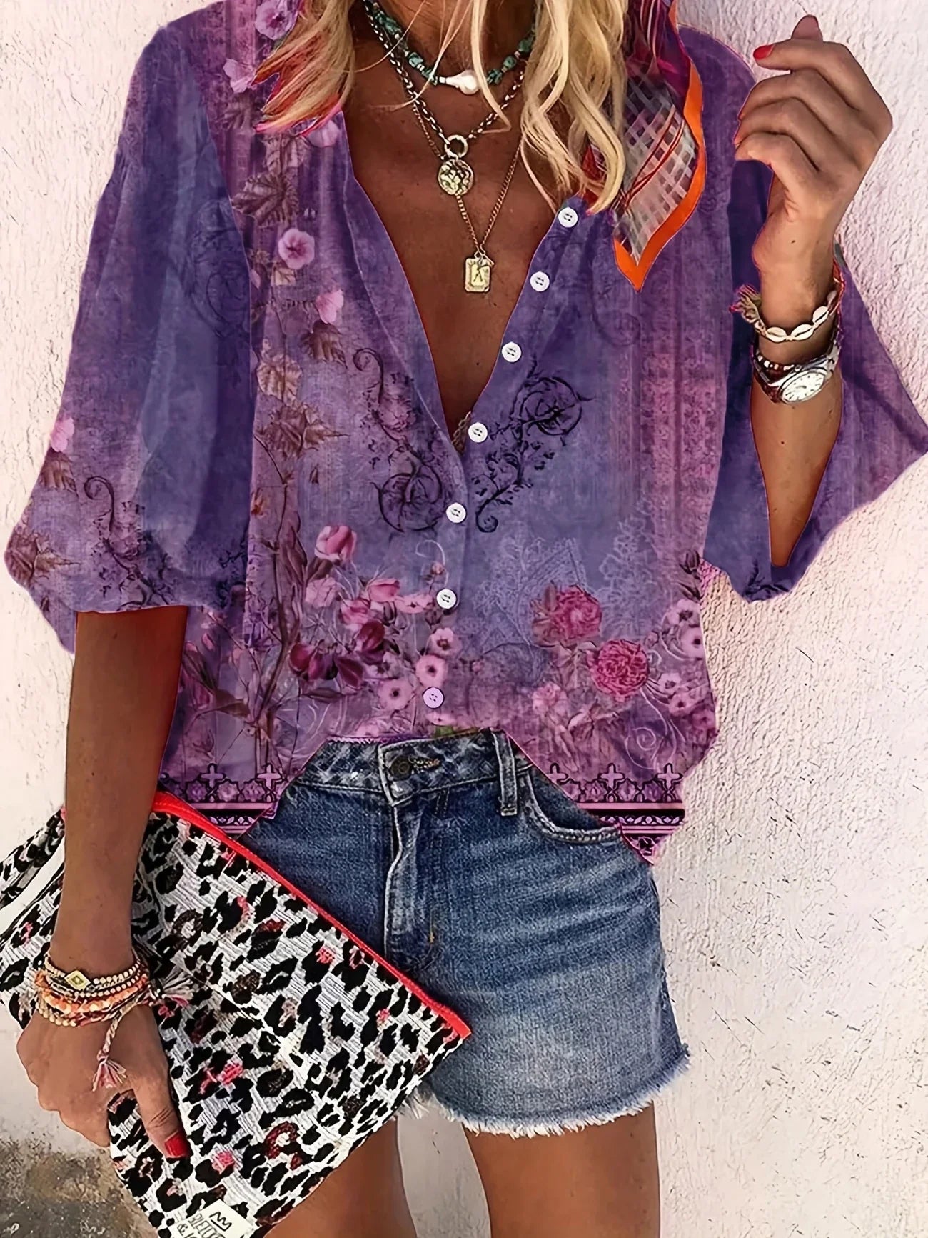 Lina – Ethnische Bluse mit Muster