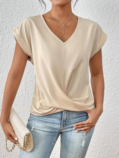 Junalei – Stilvolle, lässige Bluse mit V-Ausschnitt und Twist-Front