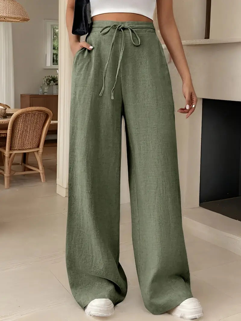 Yara – High-Waist-Loungehose mit Kordelzug und weitem Bein