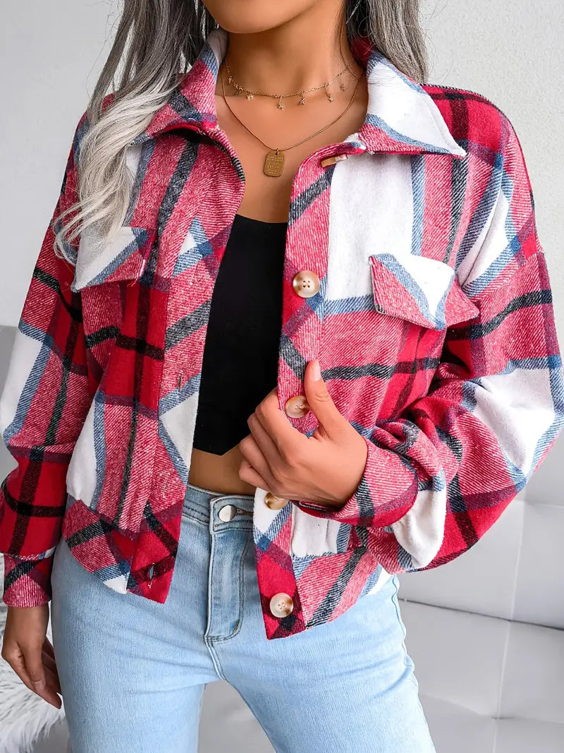 GEKÜRZTE KARIERTE FLANELLJACKE