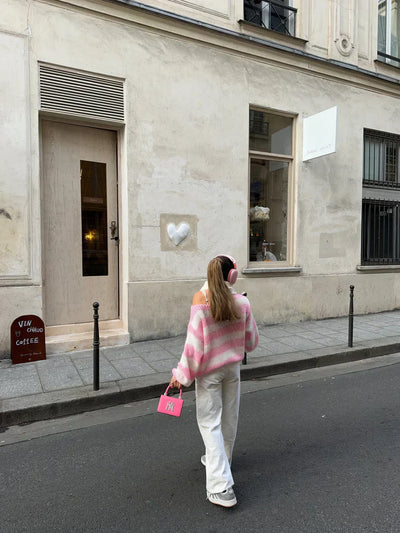 Lässiger gestreifter Strickpullover für Damen