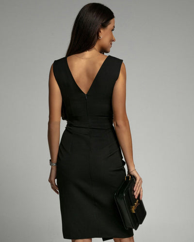 FRESIA™ | V-Ausschnitt Kleid mit Schlitz