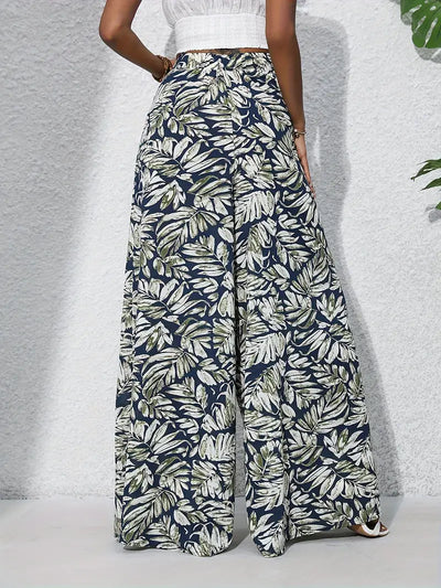 Louvelle – Stilvolle Hose mit weitem Bein und tropischem Print