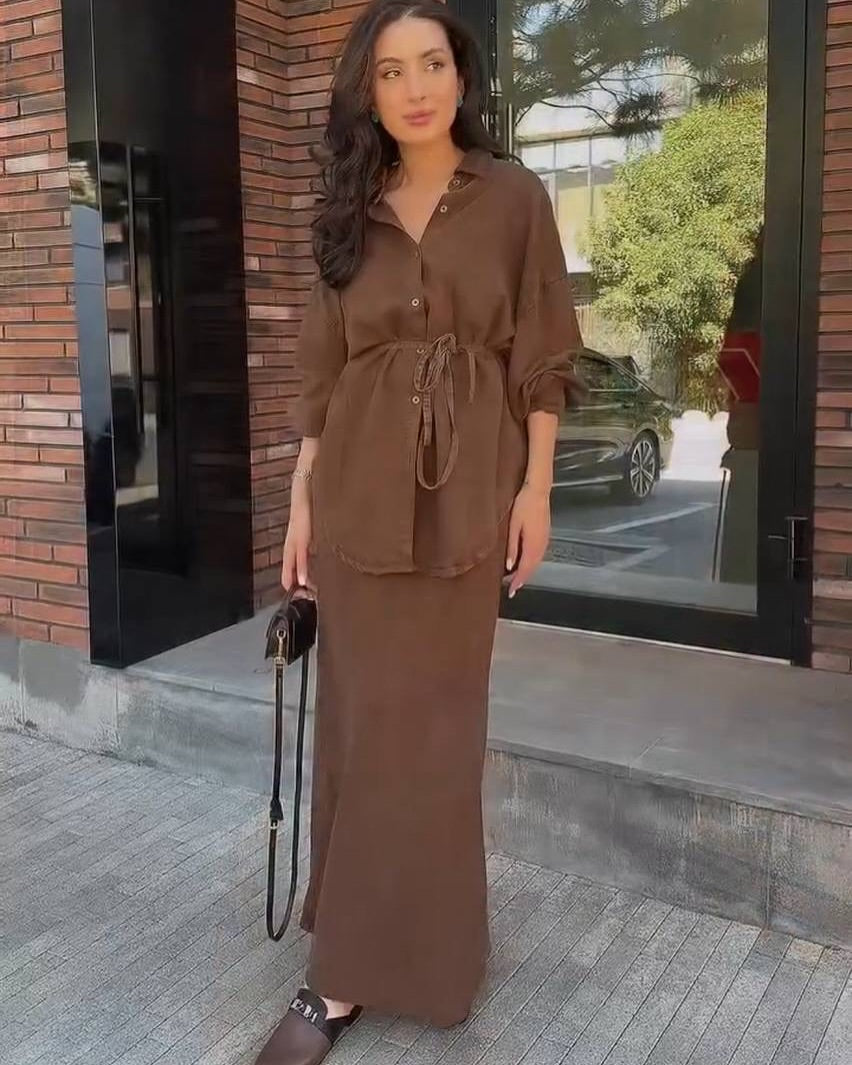 Sandra | Elegantes Zweiteiler Set mit Bluse und Rock