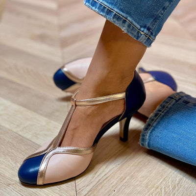 Alessia™ | Farbige und bequeme T-Strap-Pumps mit runder Zehenpartie