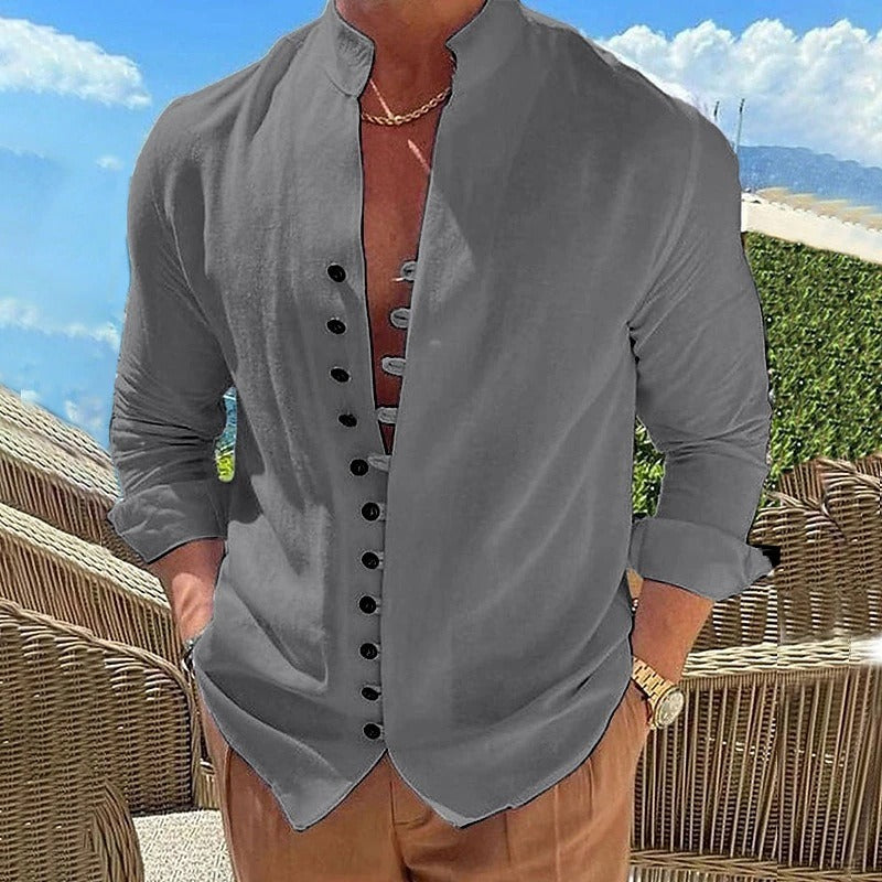 Benjamin - herren-leinenhemd aus baumwolle mit langen armeln