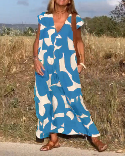 ELENA KLEID MIT PRINTMUSTER UND V-AUSSCHNITT