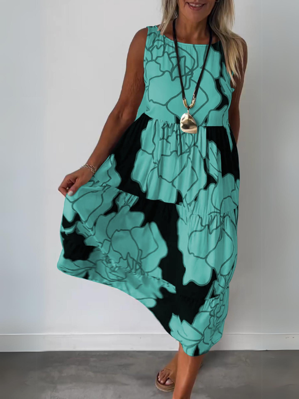 HELGA ÄRMELLOSES KLEID MIT PRINT