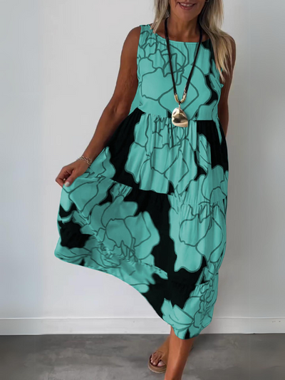HELGA ÄRMELLOSES KLEID MIT PRINT