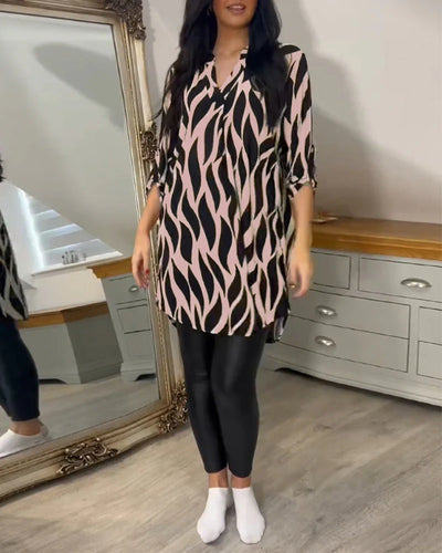 Mykaelae – Stylische Bluse mit abstraktem Print für Damen