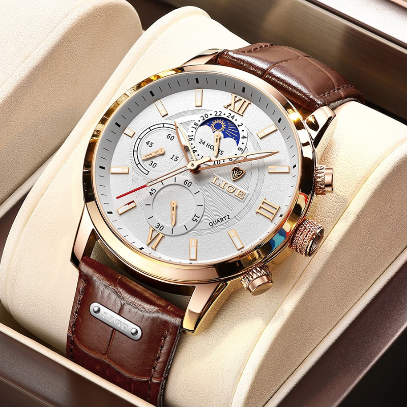 Klassische Lederarmbanduhr