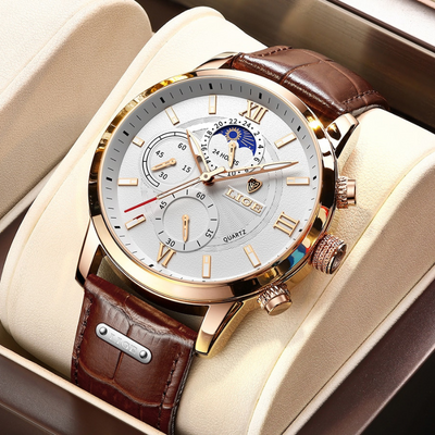 Klassische Lederarmbanduhr