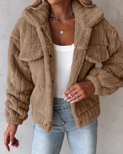 Teddy Damen Jacke Kurz | Kuschelig Stylisch
