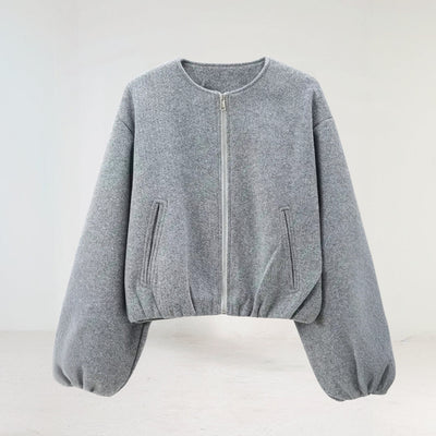 Cropped Damen Übergangsjacke – mit Ballonärmeln & modernem Schnitt