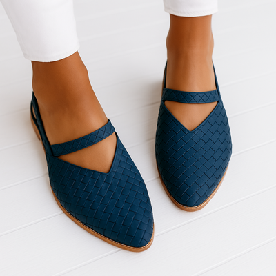 LIVIA™ | Geflochtene Slingback-Ballerinas aus Lederoptik