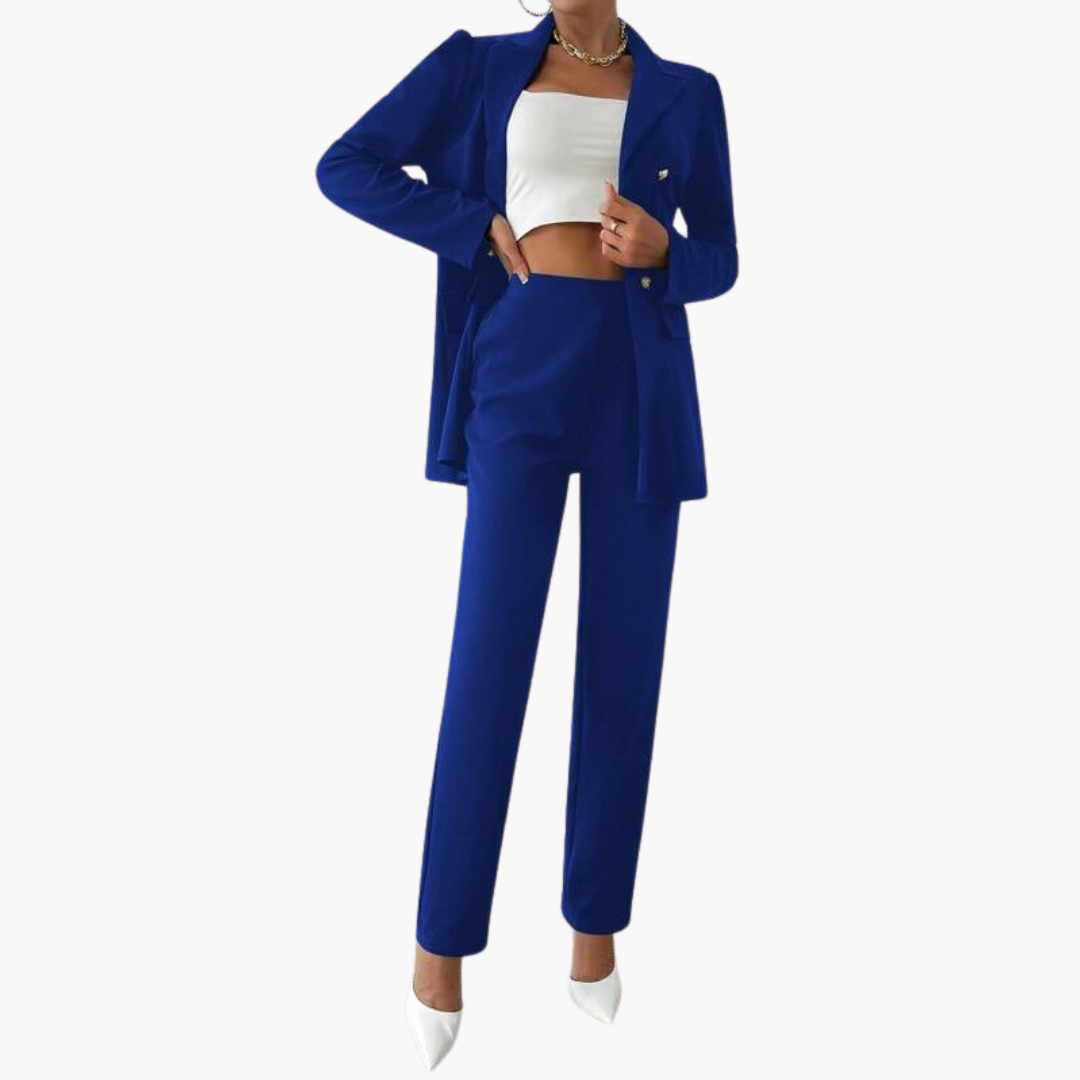 Zweiteiliger Anzug mit Damen - Blazer und geraden Hosen