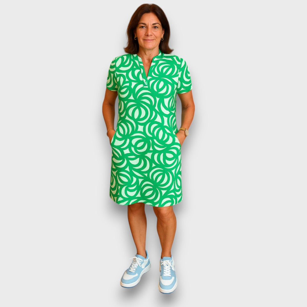 Serena – Bedrucktes V-Neck-Kleid für mühelose Eleganz