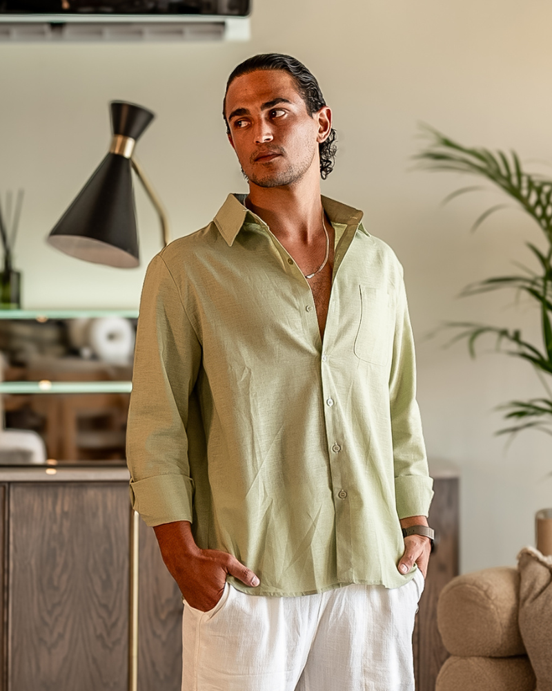 Kai | Lightweight Langarm Herren Sommer Leinenhemd