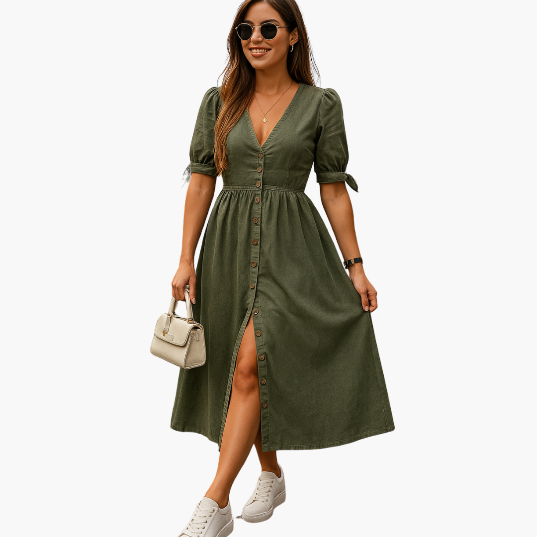 Midi-Kleid mit Knopfleiste - Damenmode für stilvolle Tage