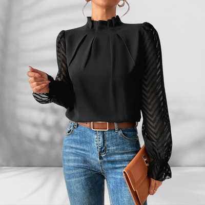 BLAIRE™ | Elegant blouse with sheer sleeves