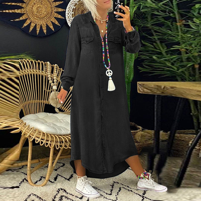 Dorota – Langärmliges Jeans Kleid