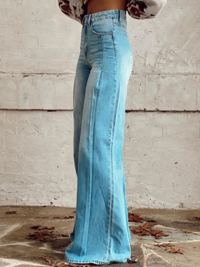 Damen Jeans – High Waist Weit Geschnittene Denim-Hose