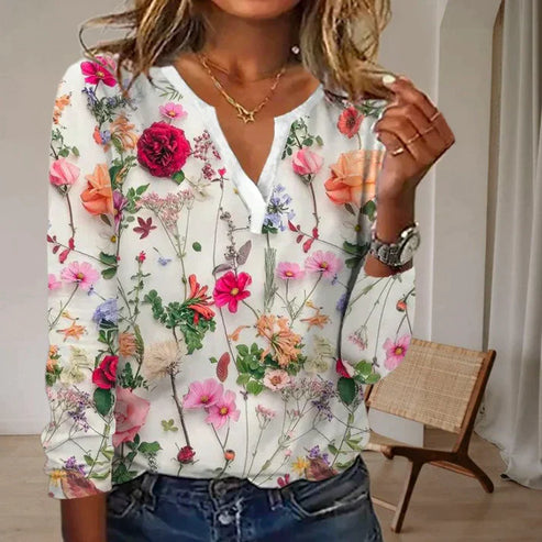 Janly - lässige bluse mit blumendruck