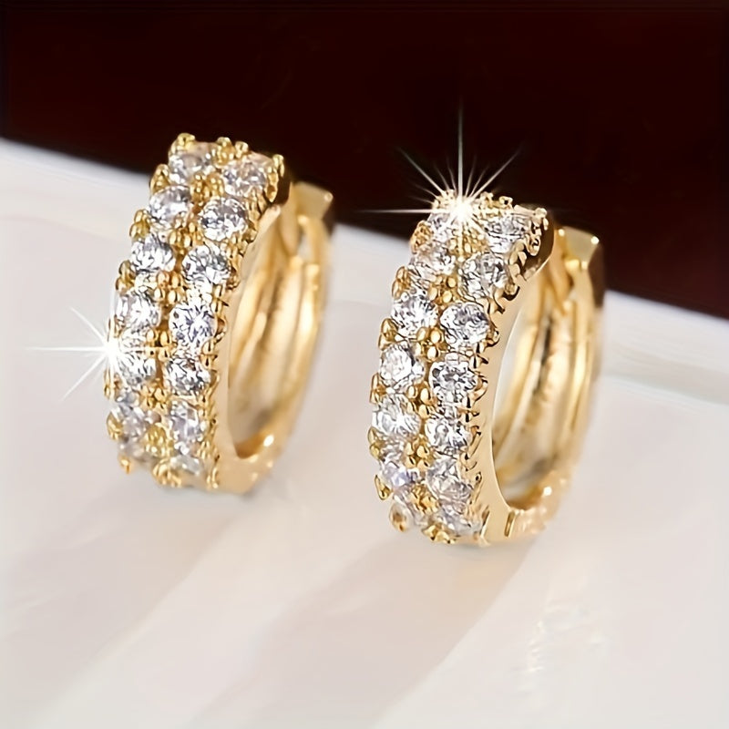 Goldene Duo Hoops Ohrringe 18K Plated Sparkle Zirkonia Ohrringe