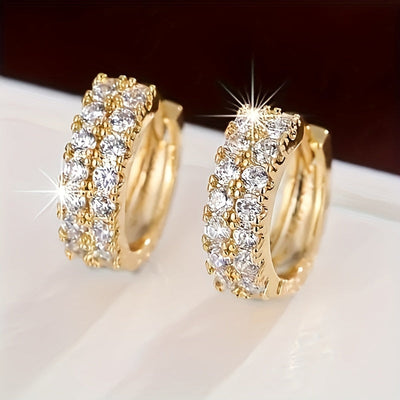 Goldene Duo Hoops Ohrringe 18K Plated Sparkle Zirkonia Ohrringe
