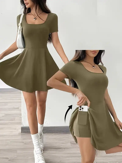 Gudrun – Schickes Skaterkleid mit integrierten Shorts und Tasche