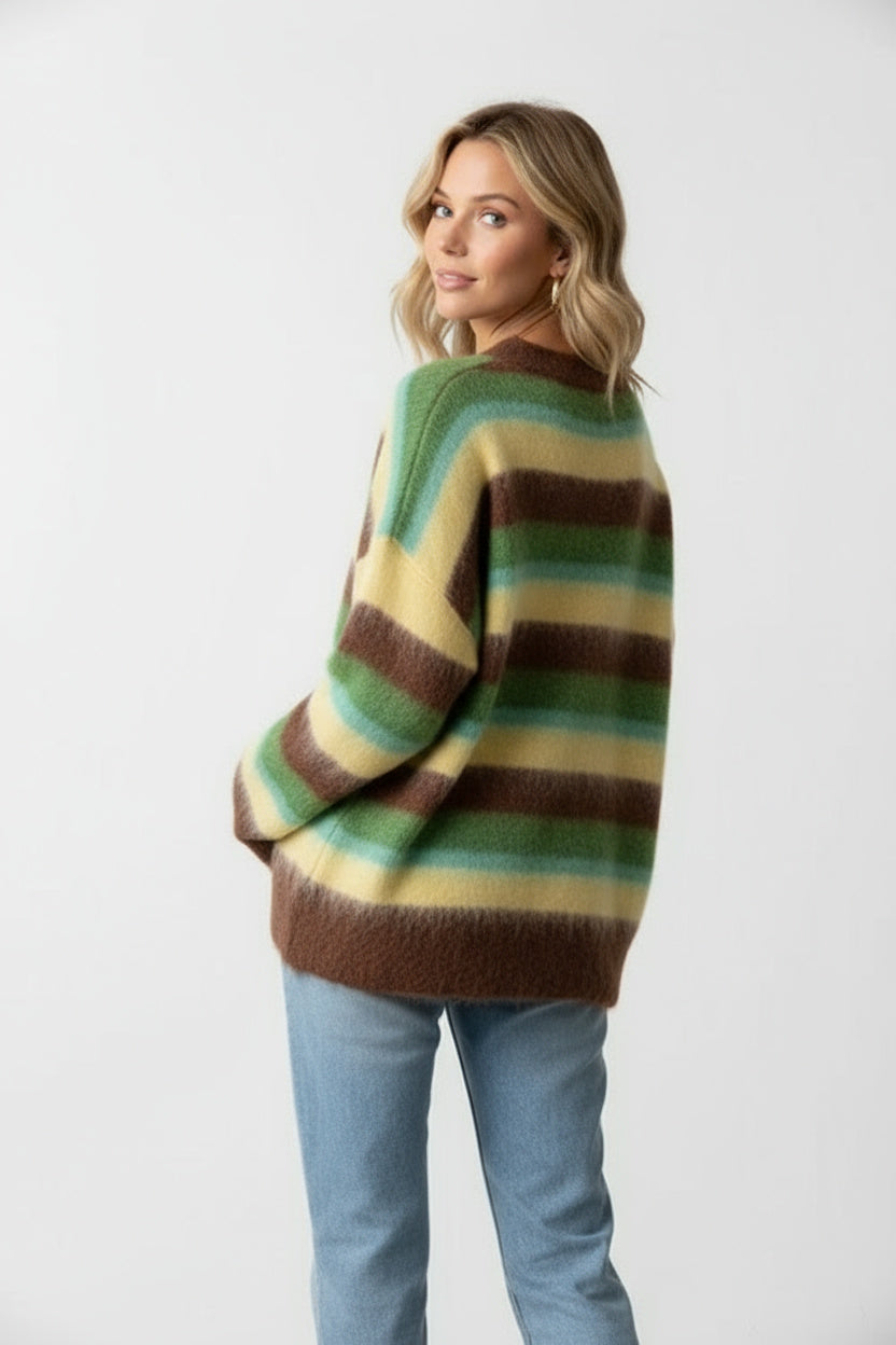 Mikah | Damen Gestreifter Strickpullover