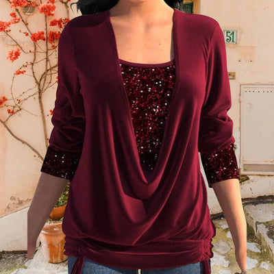GIANA™ - DAMEN LANGARMSHIRT MIT PAILLETTEN