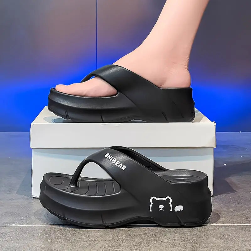 Junea – Süße Flip-Flop-Hausschuhe mit Bären-Platea