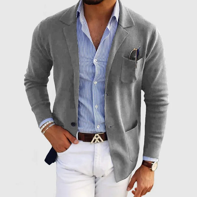 Eleganter Herrenblazer mit Taschen, lässigem Button-Down-Kragen und Revers  – Nico