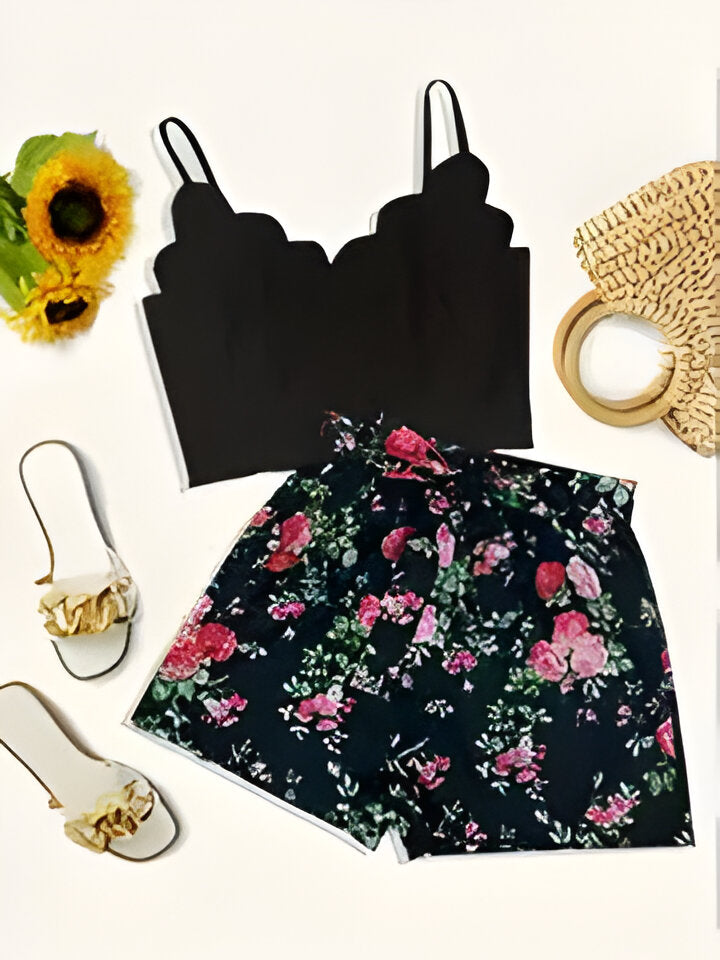 Abishai | Elegantes zweiteiliges Set mit Blumenmuster für Frauen