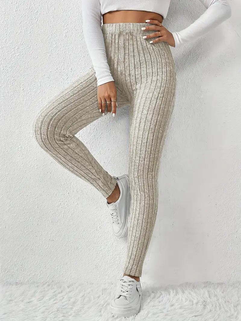 Elvida – Rippstrick-Leggings mit hohem Bund
