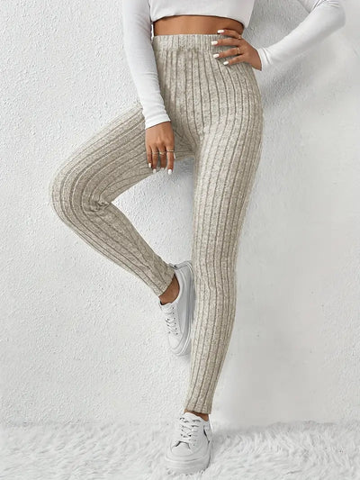 Elvida – Rippstrick-Leggings mit hohem Bund